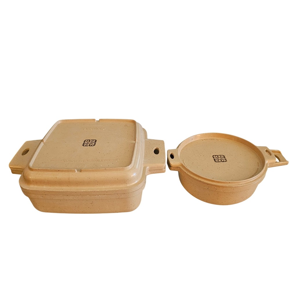 Vintage LittonWare Simmer-on Microwave Oven Cookware Set Tan Speckled 4 Piece